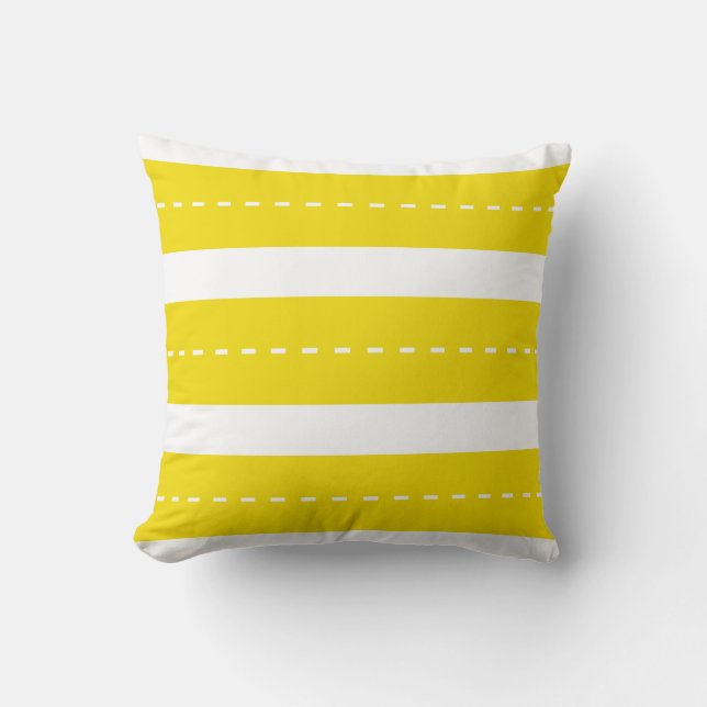 Preppy Modern Yellow White Stripes Kussen (Voorkant)