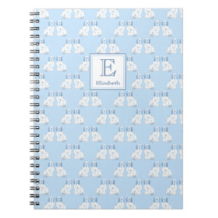 Preppy Monogram Blauw en Wit Aardewerk Honden Notitieboek