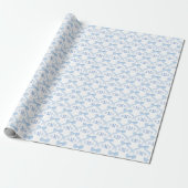 Preppy Monogram Blauwe Strikken Baby Jongen  Cadeaupapier (Uitgerold)