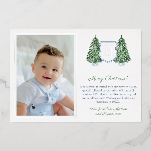 Preppy Monogram Blue Green Joyeux vacances Argent (Recto)