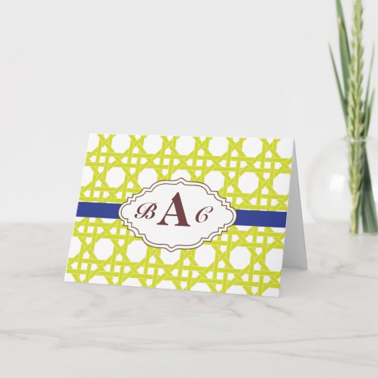 Preppy  monogram briefpapier kaart (Voorkant)