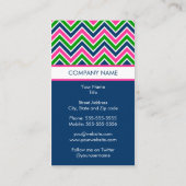 Preppy Monogram Chevron Visitekaartje - Roze/marin (Achterkant)
