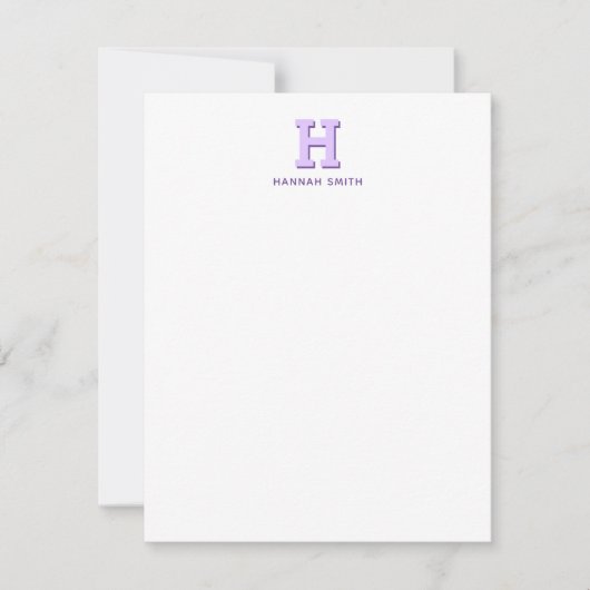 Preppy Monogram en Stripe Note Card Notitiekaartje (Voorkant)