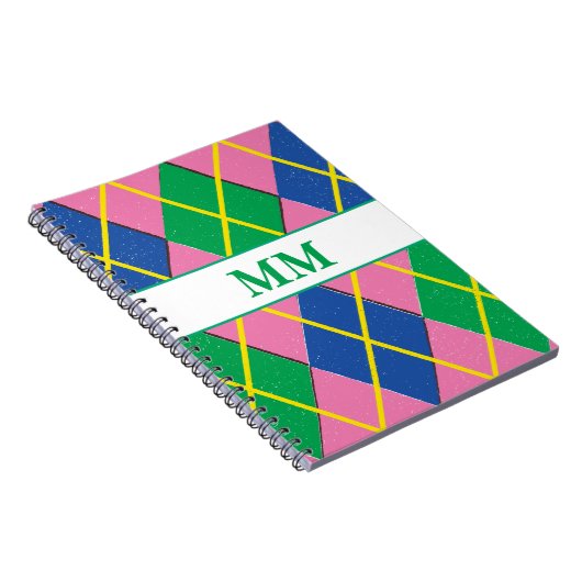 Preppy-monogram Initiaal Notitieboek (Rechterzijde)