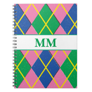 Preppy-monogram Initiaal Notitieboek