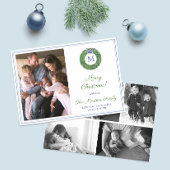 Preppy Monogram Krans Fotocollage Kerstmis Feestdagenkaart