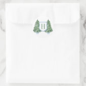 Preppy Monogram Pine Tree Feestdagen Ronde Sticker (Tas)
