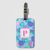 Preppy Monogram Strand Shell Krab Bagagelabel (Voorkant (verticaal))