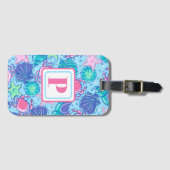 Preppy Monogram Strand Shell Krab Bagagelabel (Voorkant (horizontaal))