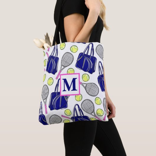 Preppy Monogram Tennis Marine Draagtas (Dichtbij)