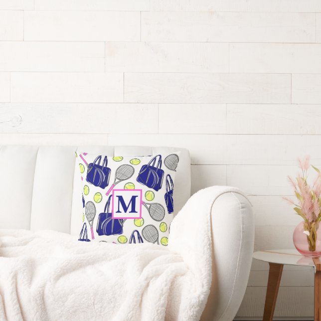 Preppy Monogram Tennis Marine Kussen (Bank)