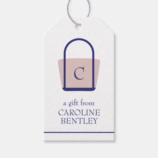 Preppy Monogrammed Boat Bag Gift Labels Cadeaulabel (Voorkant)