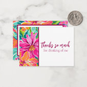 Preppy Multiclored Bloemen Dank u Notitiekaartje (Voorkant / Achterkant in situ)