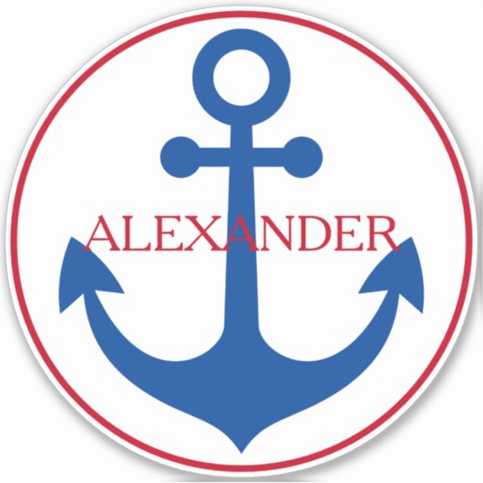 Preppy Nautical Anchor Personalized Sticker (Voorkant)