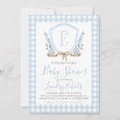Preppy Nautical Blue Sailboat Boy Baby shower Kaart (Voorkant)