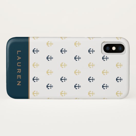 Preppy Nautical ⎢ Monogram iPhone case (Achterkant (horizontaal))