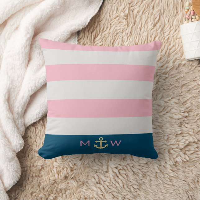 Preppy Nautical Monogram Sierkussen (Deken)
