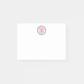 Preppy Nautical Navy & Pink Rope Monogram Post-it® Notes (Voorkant)