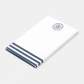 Preppy Nautical Navy Stripe & Monogram Post-it® Notes (Schuin)