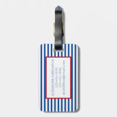 Preppy Nautical Stripes and Anchor Personalized Bagagelabel (Achterkant verticaal)