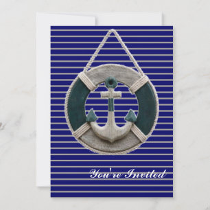 Preppy Nautical Stripes lifesaver strand Anchor Kaart
