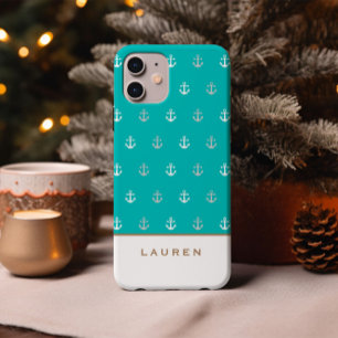 Preppy nautisch blauw en wit monogram iPhone x hoesje