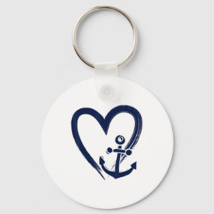 Preppy Nautische Anker Zeilers Boaters en Yachtin Sleutelhanger