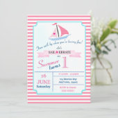 Preppy nautische roze zeil weg verjaardag voor mei kaart (Staand voorkant)