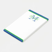 Preppy Navy Blue en Green Monogram Post-it® Notes (Schuin)