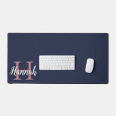 Preppy Navy Blue Rose Nom initial du monogramme (Clavier et souris)