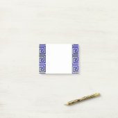 Preppy Navy Blue White - Grieks sleutelpatroon Post-it® Notes (Op bureau)