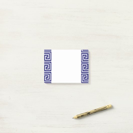 Preppy Navy Blue White - Grieks sleutelpatroon Post-it® Notes (Op bureau)