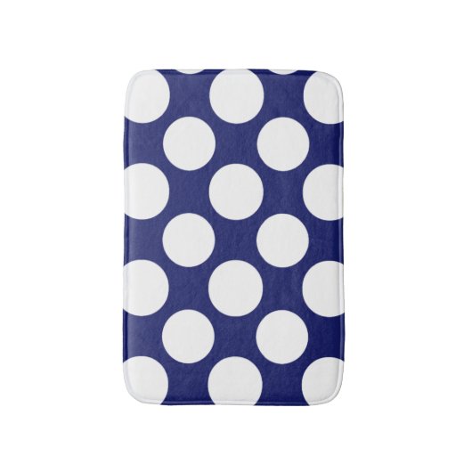 Preppy Navy Blue White Polka Dots Pattern Badmat (Voorkant Verticaal)
