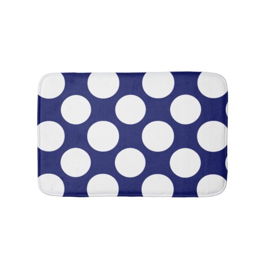 Preppy Navy Blue White Polka Dots Pattern Badmat (Voorkant)