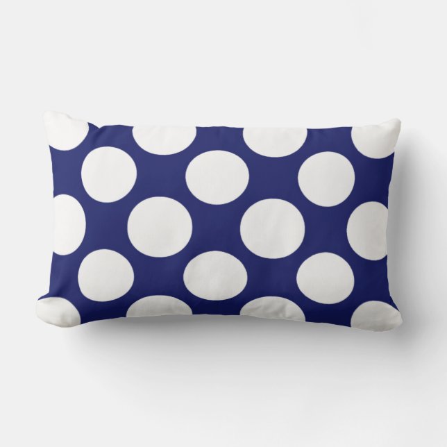 Preppy Navy Blue White Polka Dots Pattern Kussen (Voorkant)
