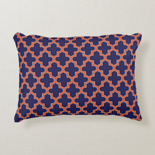 Preppy Navy en Oranje Modern Accent Kussen