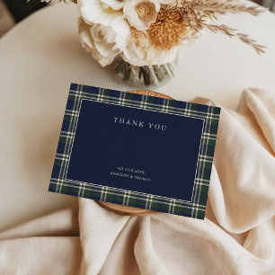 Preppy Navy & Groen Polo Tartan Bedankkaart