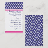 Preppy Navy Lattice Visitekaartje (Voorkant / Achterkant)