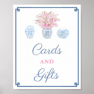 Preppy Navy Roze Kaarten En Cadeaus Bruiloft Feest Poster