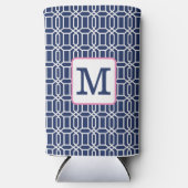 Preppy Navy White Octagon geometrisch monogram (Voorkant)