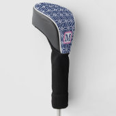 Preppy Navy White Octagon Monogram Golfheadcover (Schuin)