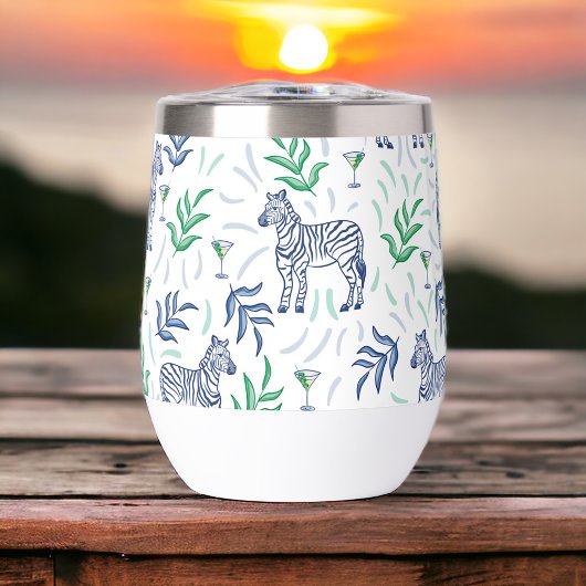 Preppy Navy Zebra Martinis Blanc