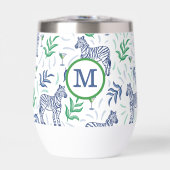 Preppy Navy Zebra Martinis Wit Monogram (Voorkant)