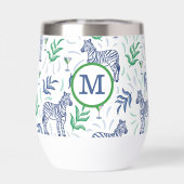 Preppy Navy Zebra Martinis Wit Monogram (Achterkant)