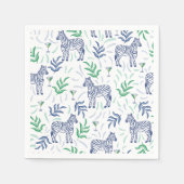 Preppy Navy Zebra Martinis Wit Servet (Voorkant)