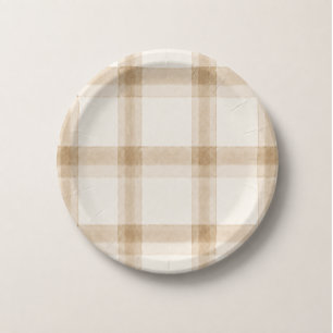 Preppy Neutrale Plaid Papieren Bordje