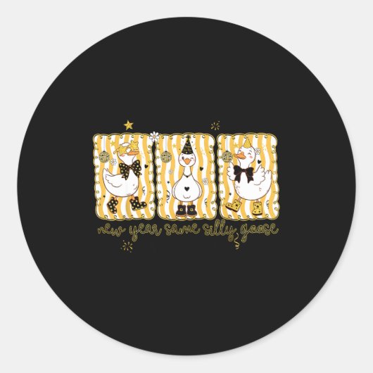 Preppy New Year Same Silly Goose Coquette Bow Happ Ronde Sticker (Voorkant)