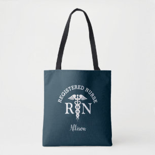 Preppy Nurse RN Medical Navy Blue Gepersonaliseerd Draagtas