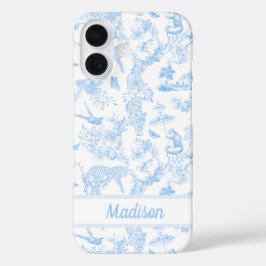 Preppy Oerwoud Chinoiserie Toile in lichtblauw iPhone 16 Hoesje