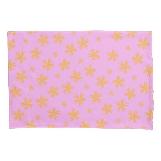 Preppy Oranje Roze Hippie Flower Pattern Kussensloop (Voorkant)